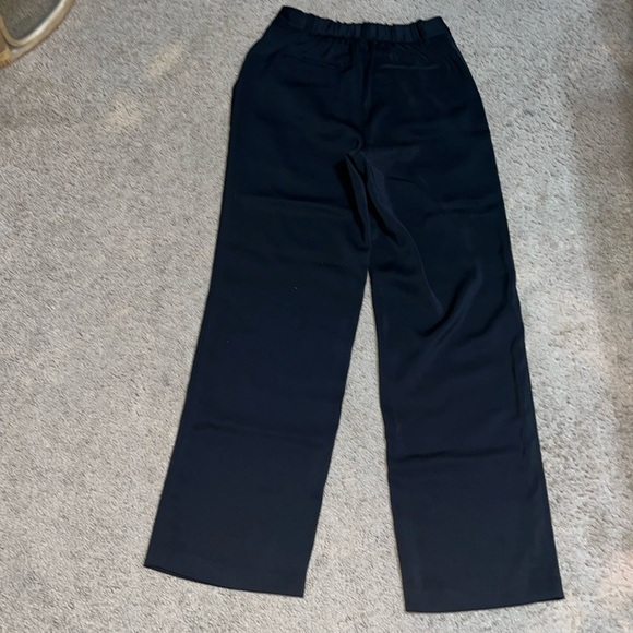 Quince Stretch Crepe Pleated Wide Leg Pants Trousers Black 2 - Picture 7 of 11